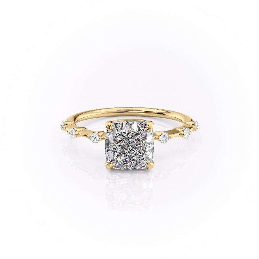 Cushion Cut Lab Diamond Ring, Delicate Vintage Style
