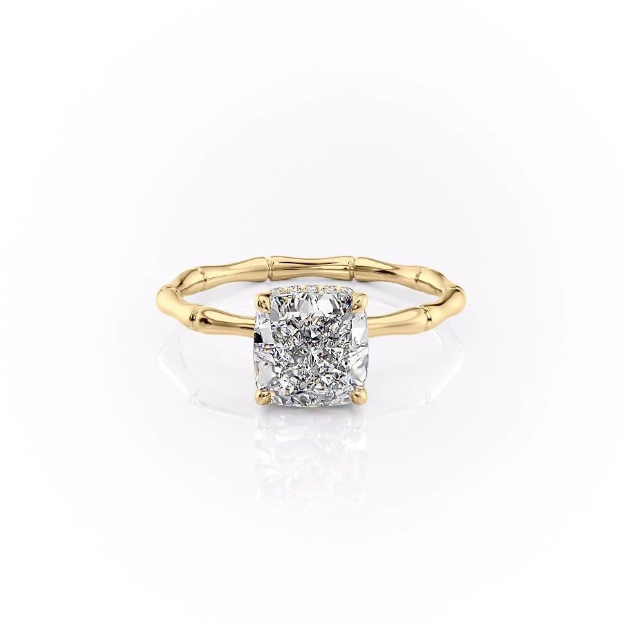Cushion Cut Lab Diamond Ring With Hidden Halo