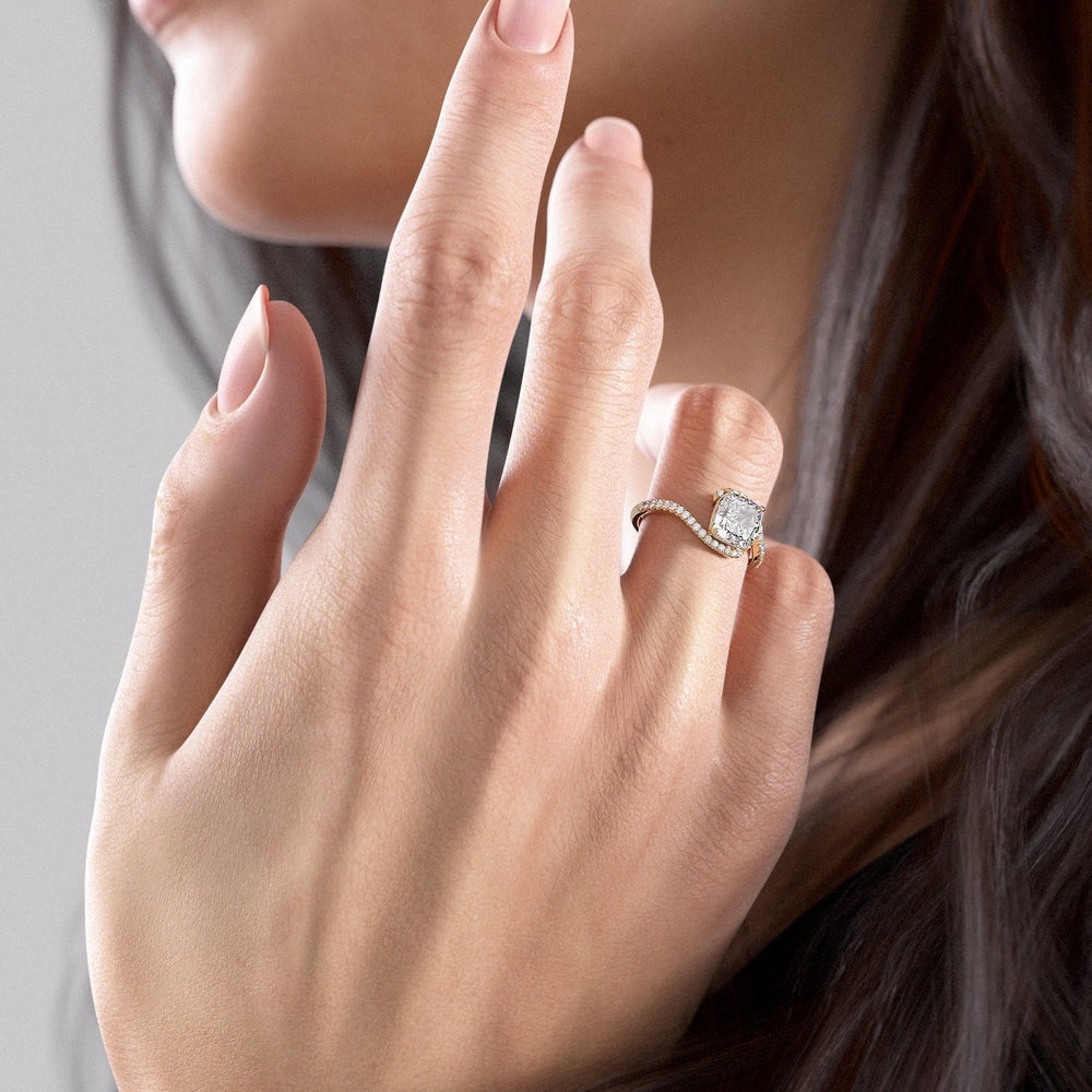 Cushion Cut Lab Diamond Twist Ring