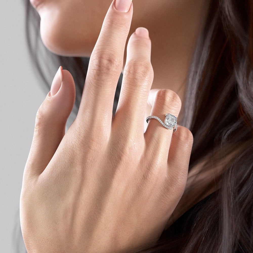Cushion Cut Lab Diamond Twist Ring