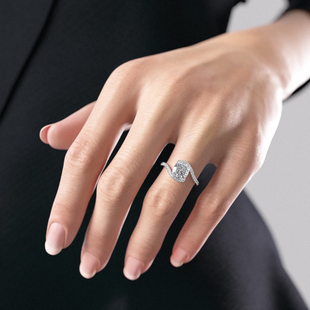Cushion Cut Lab Diamond Twist Ring