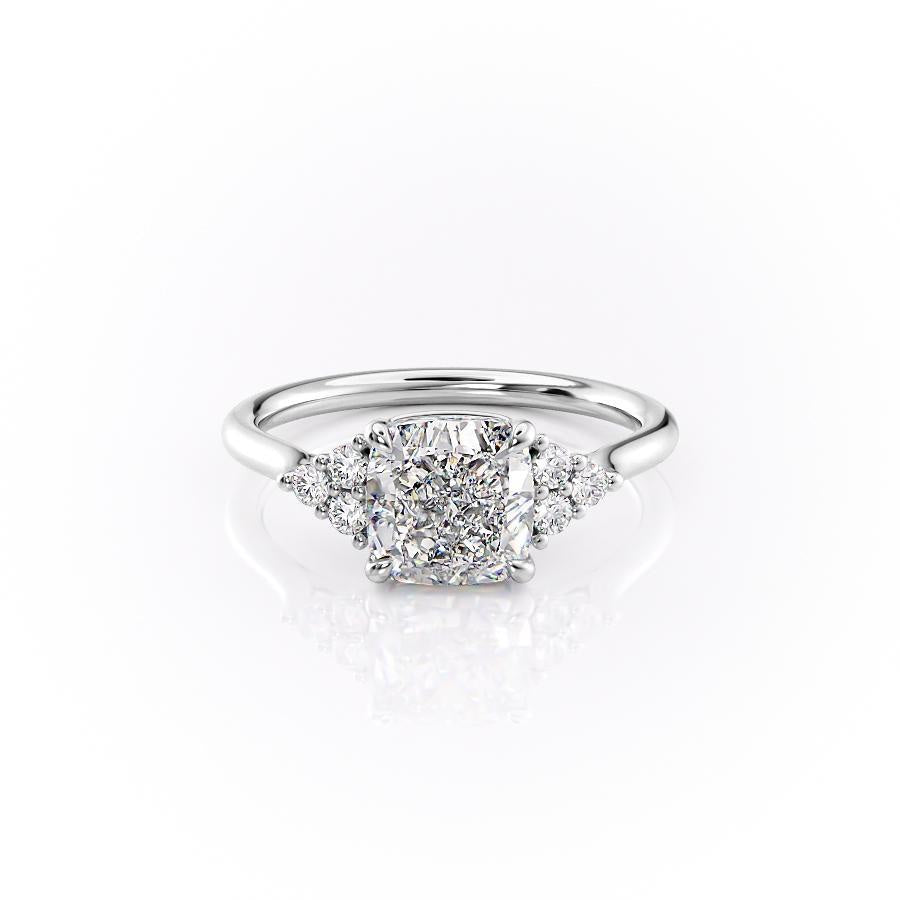 Cushion Cut Lab Diamond With Side Stones