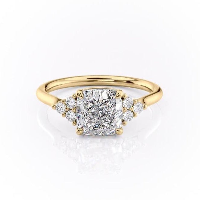 Cushion Cut Lab Diamond With Side Stones