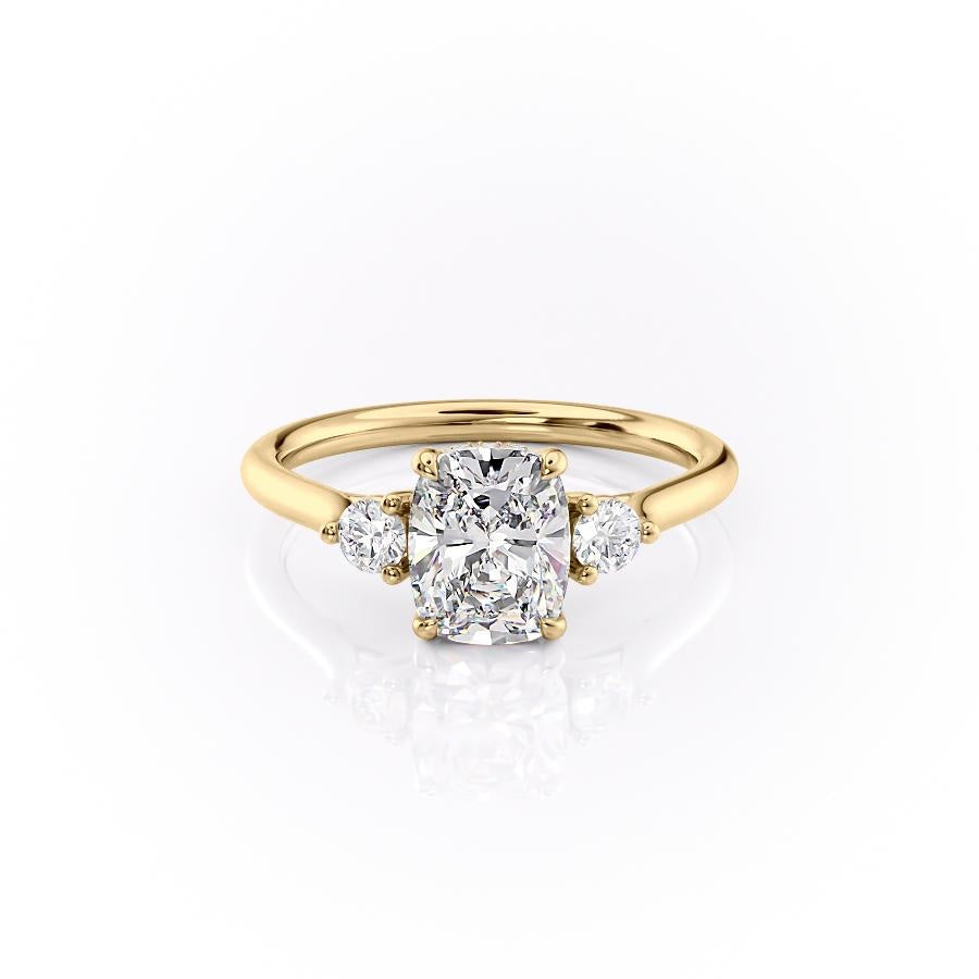Elongated Cushion Cut Lab Diamond 3 Stone Ring