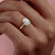 Elongated Cushion Cut Lab Diamond Engagement Ring, Plain Band With Hidden Halo