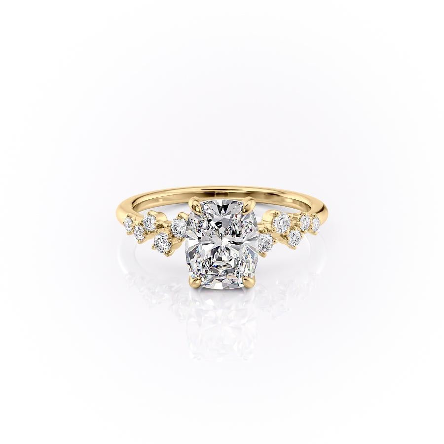 Elongated Cushion Cut Lab Diamond With Hidden Halo And Side Stones