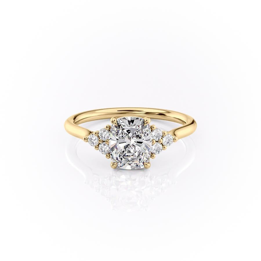 Elongated Cushion Cut Lab Diamond With Side Stones