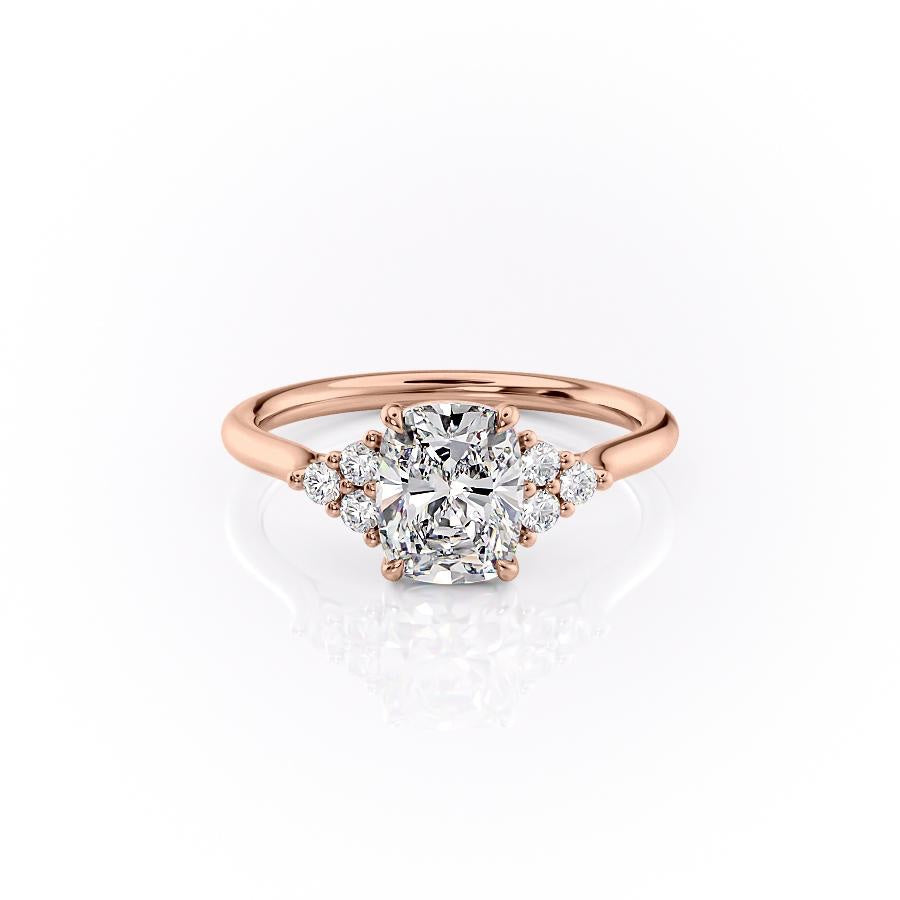 Elongated Cushion Cut Lab Diamond With Side Stones