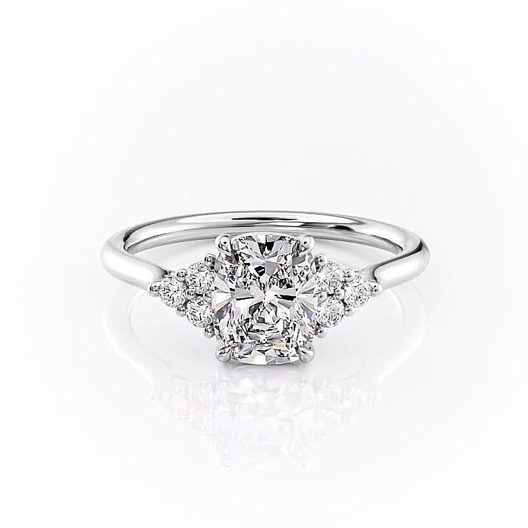 Elongated Cushion Cut Lab Diamond With Side Stones