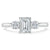 Emerald Cut Lab Diamond Engagement Ring, Classic 3 Stone