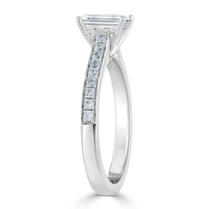Emerald Cut Lab Diamond Engagement Ring, Classic Style