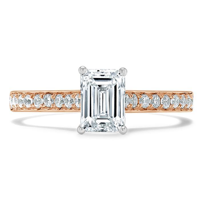 Emerald Cut Lab Diamond Engagement Ring, Classic Style
