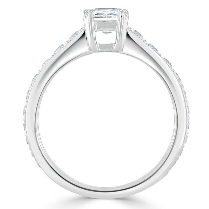 Emerald Cut Lab Diamond Engagement Ring, Tiffany Style