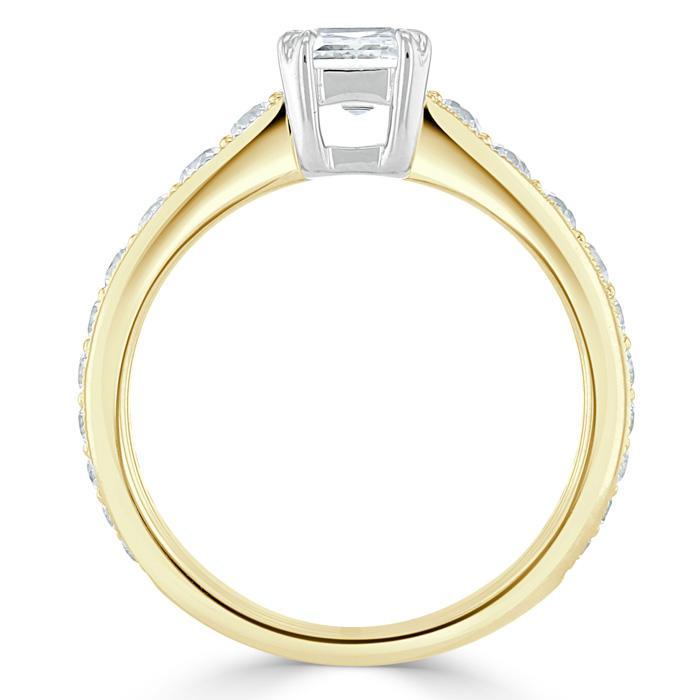 Emerald Cut Lab Diamond Engagement Ring, Tiffany Style