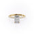 Emerald Cut Lab Diamond Shoulder Set Ring With Hidden Halo