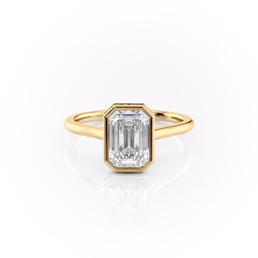 Emerald Cut Rubover Lab Diamond With Hidden Halo