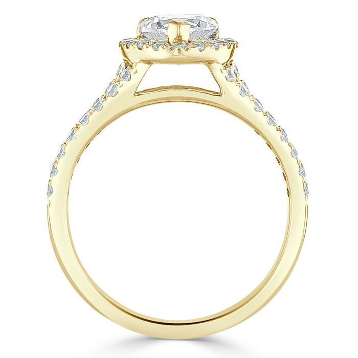 Heart Cut Lab Diamond Engagement Ring, Classic Halo