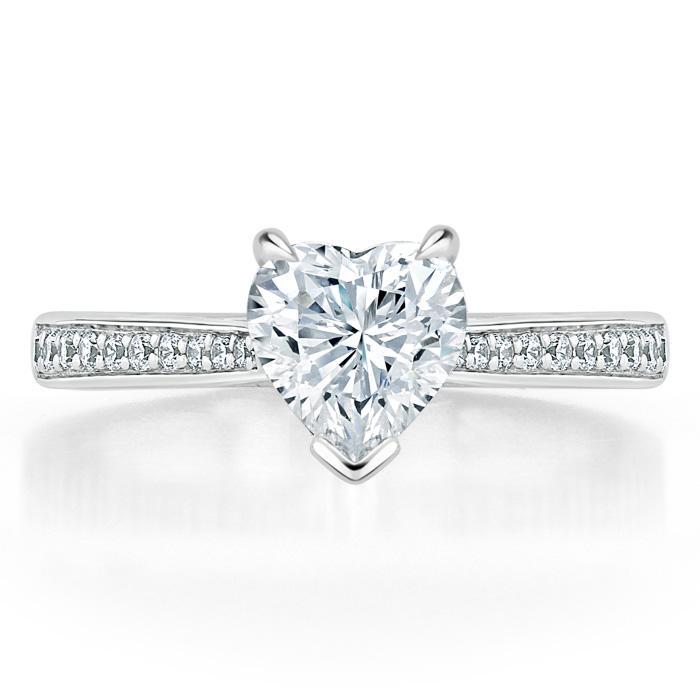 Heart Cut Lab Diamond Engagement Ring, Classic Style