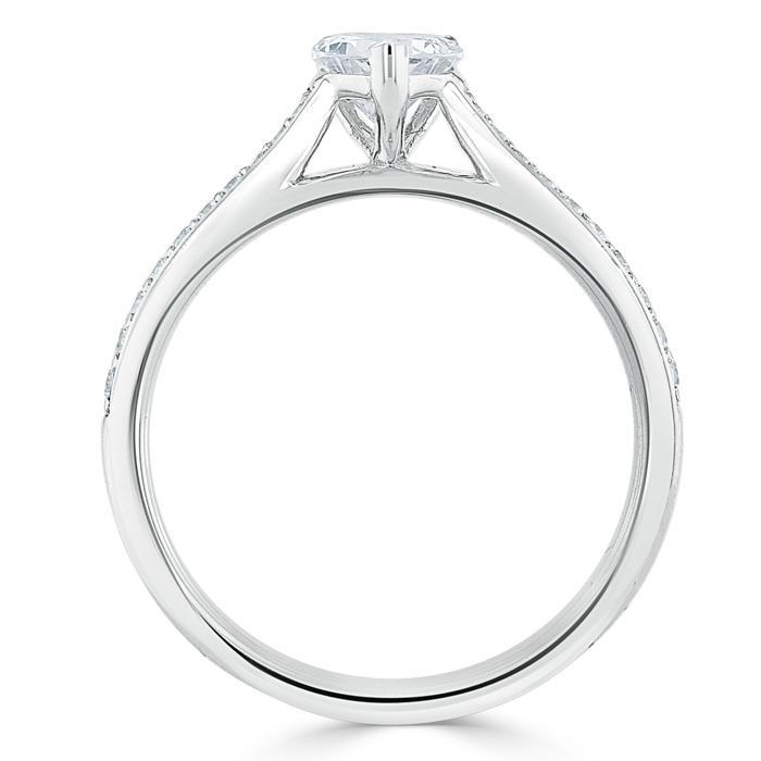 Heart Cut Lab Diamond Engagement Ring, Classic Style