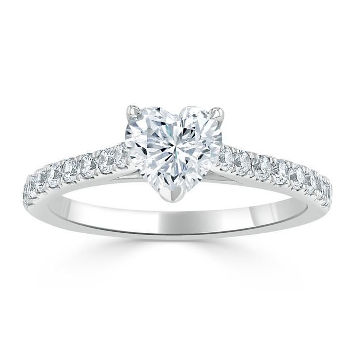 Heart Cut Lab Diamond Engagement Ring, Classic Style
