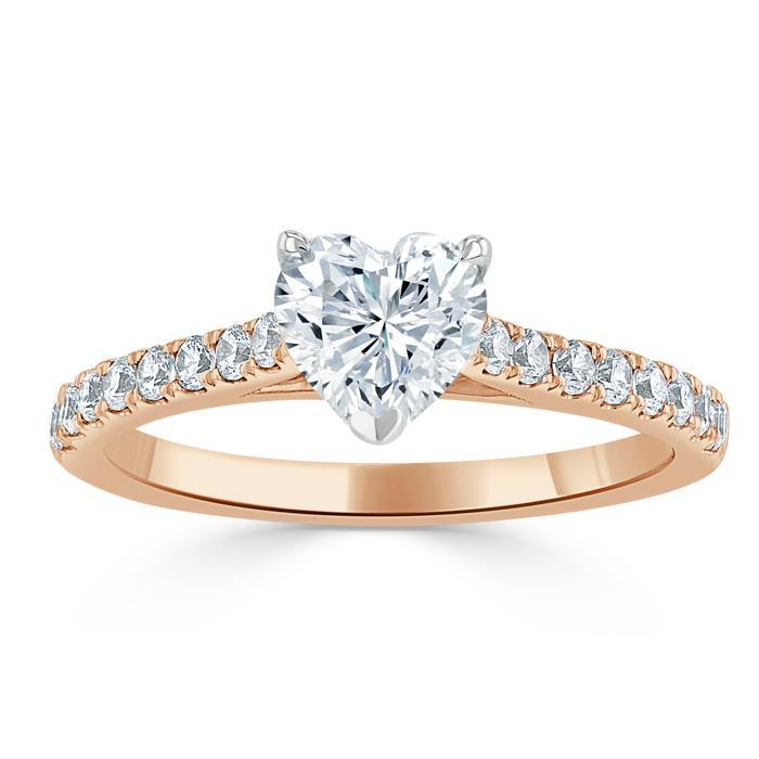 Heart Cut Lab Diamond Engagement Ring, Classic Style