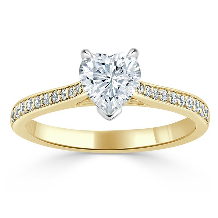 Heart Cut Lab Diamond Engagement Ring, Classic Style