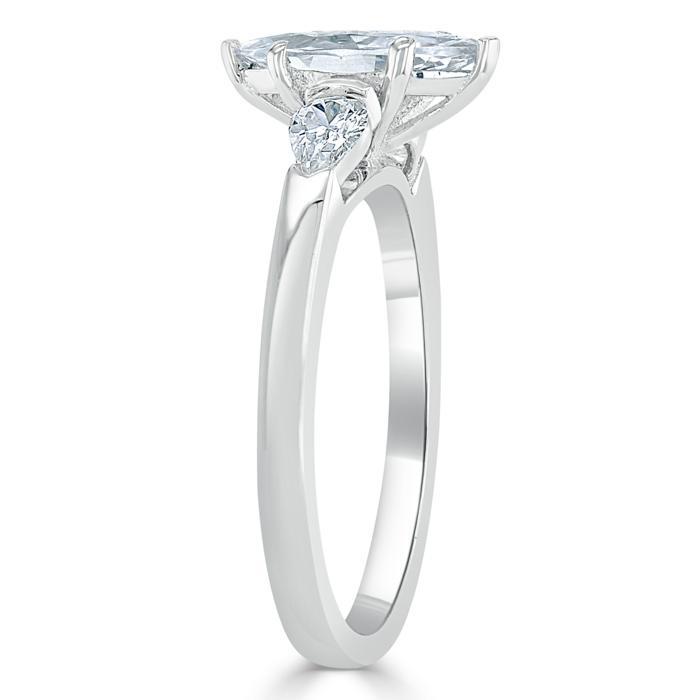 Marquise Cut Lab Diamond 3 Stone Engagement Ring