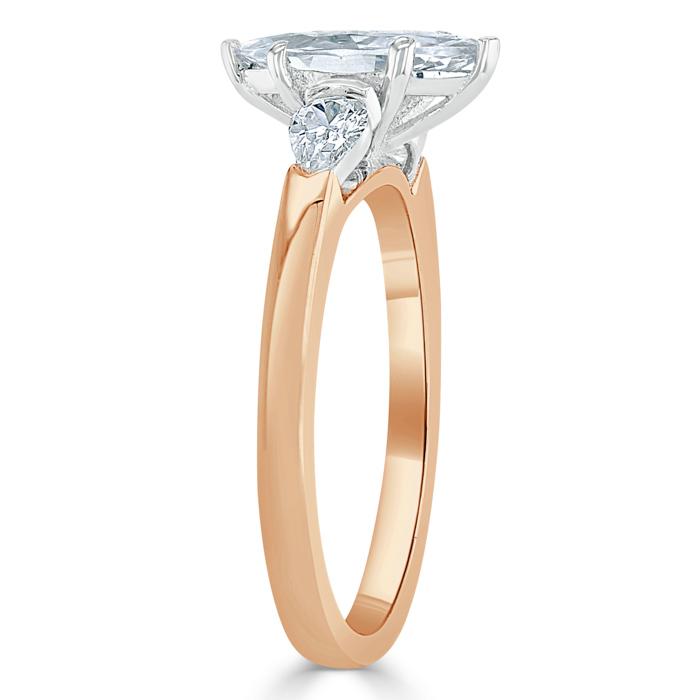 Marquise Cut Lab Diamond 3 Stone Engagement Ring