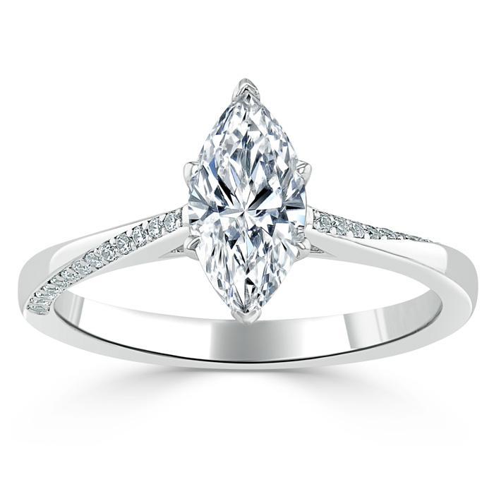 Marquise Cut Lab Diamond Engagement Ring, Classic Style