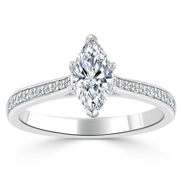 Marquise Cut Lab Diamond Engagement Ring, Classic Style