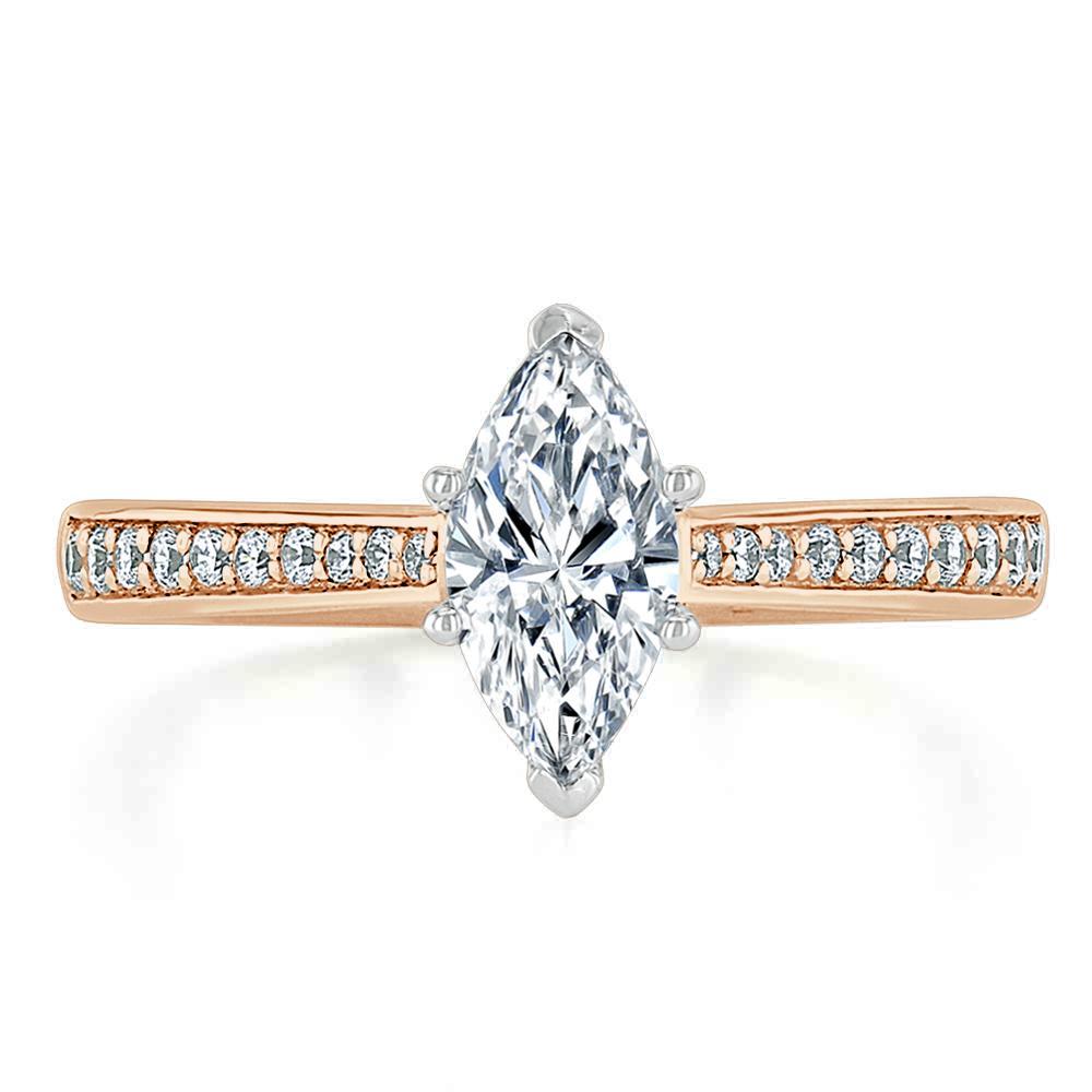 Marquise Cut Lab Diamond Engagement Ring, Classic Style