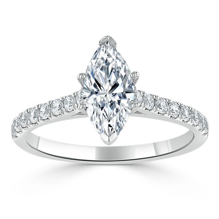 Marquise Cut Lab Diamond Engagement Ring, Classic Style