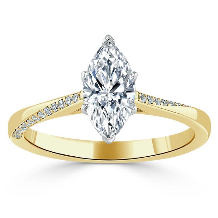 Marquise Cut Lab Diamond Engagement Ring, Classic Style