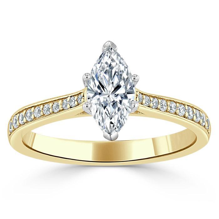 Marquise Cut Lab Diamond Engagement Ring, Classic Style