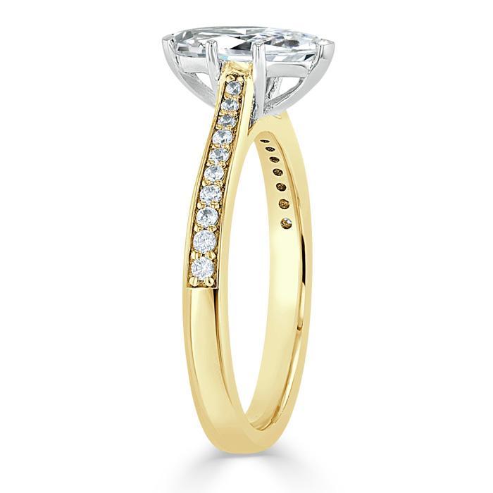 Marquise Cut Lab Diamond Engagement Ring, Classic Style