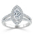 Marquise Cut Lab Diamond Halo Engagement Ring, Tiffany Style