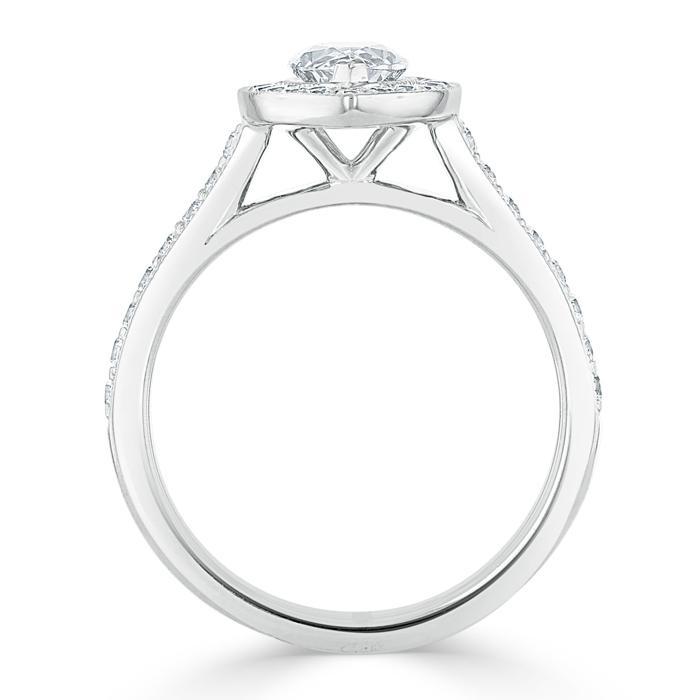 Marquise Cut Lab Diamond Halo Engagement Ring, Tiffany Style