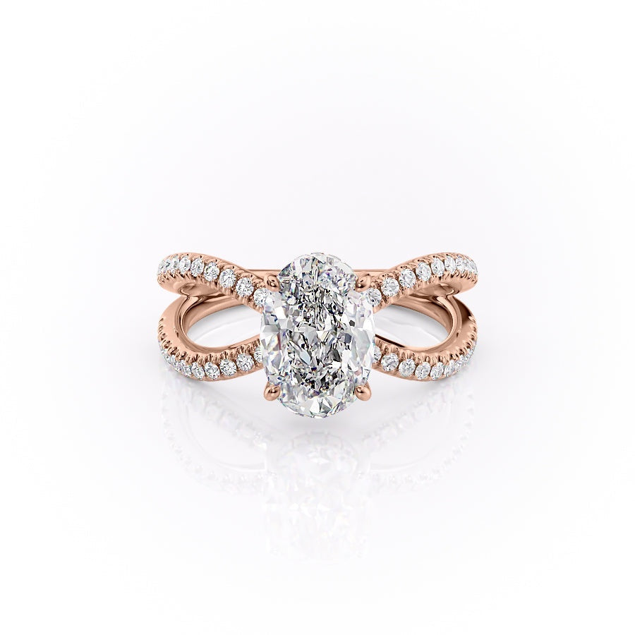 Oval Cut Lab Diamond Criss-Cross Design