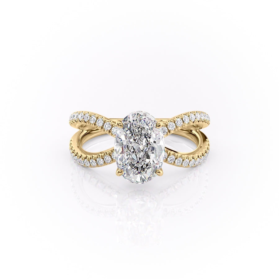 Oval Cut Lab Diamond Criss-Cross Design