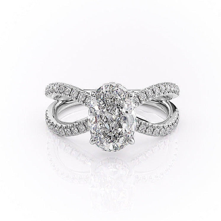 Oval Cut Lab Diamond Criss-Cross Design