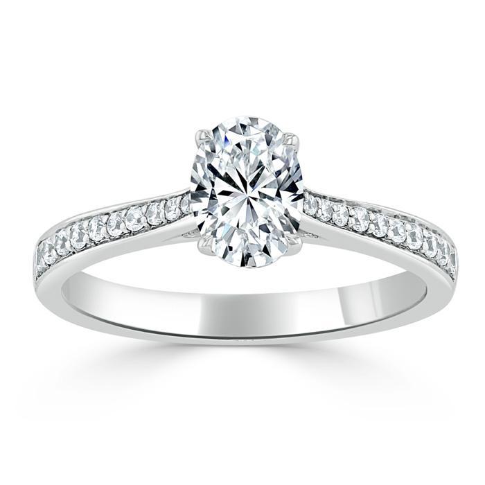 Oval Cut Lab Diamond Engagement Ring, Classic Style
