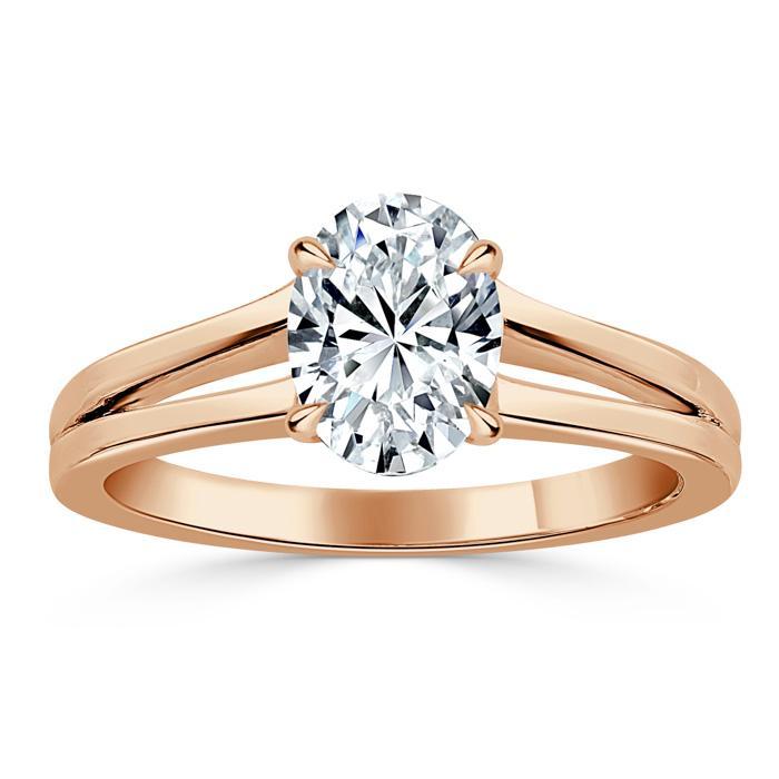 Oval Cut Lab Diamond Engagement Ring, Classic Style with Split Shank
