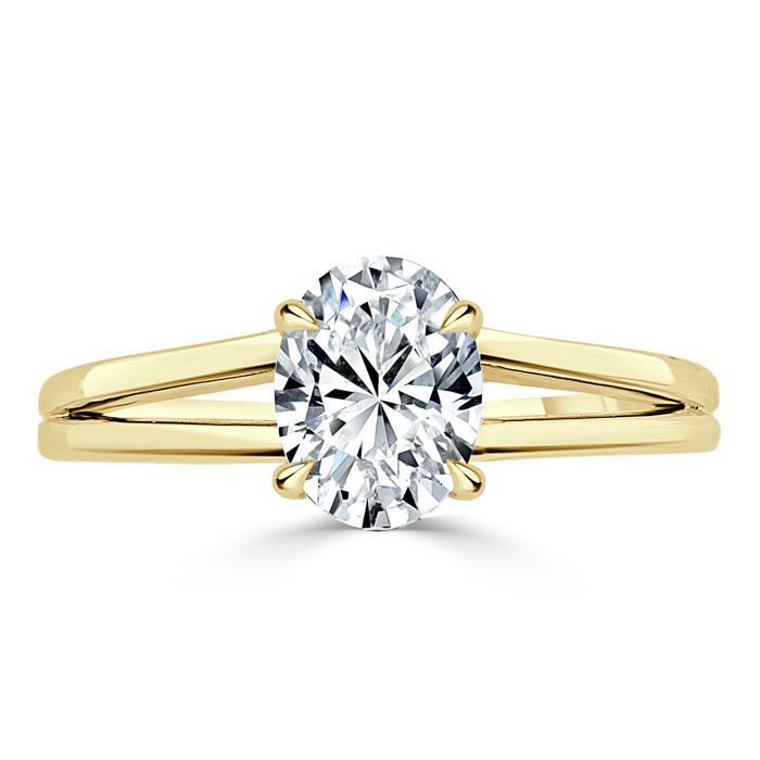 Oval Cut Lab Diamond Engagement Ring, Classic Style with Split Shank