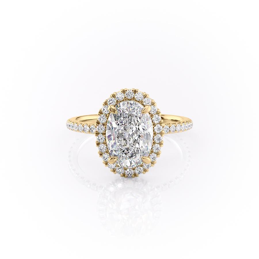 Oval Cut Lab Diamond Engagement Ring, Halo