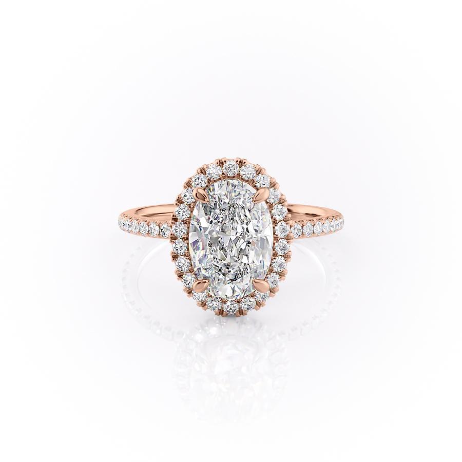 Oval Cut Lab Diamond Engagement Ring, Halo