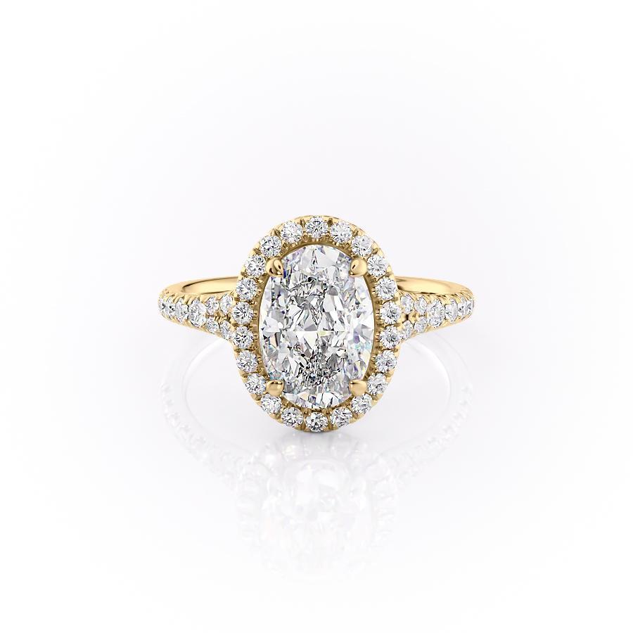 Oval Cut Lab Diamond Engagement Ring, Halo Setting