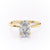 Oval Cut Lab Diamond Engagement Ring, Plain Band & Hidden Halo