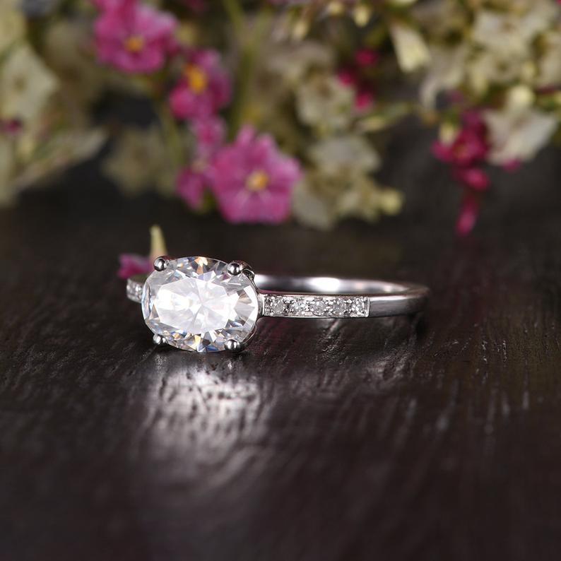 Oval Cut Lab Diamond Engagement Ring, Vintage Design
