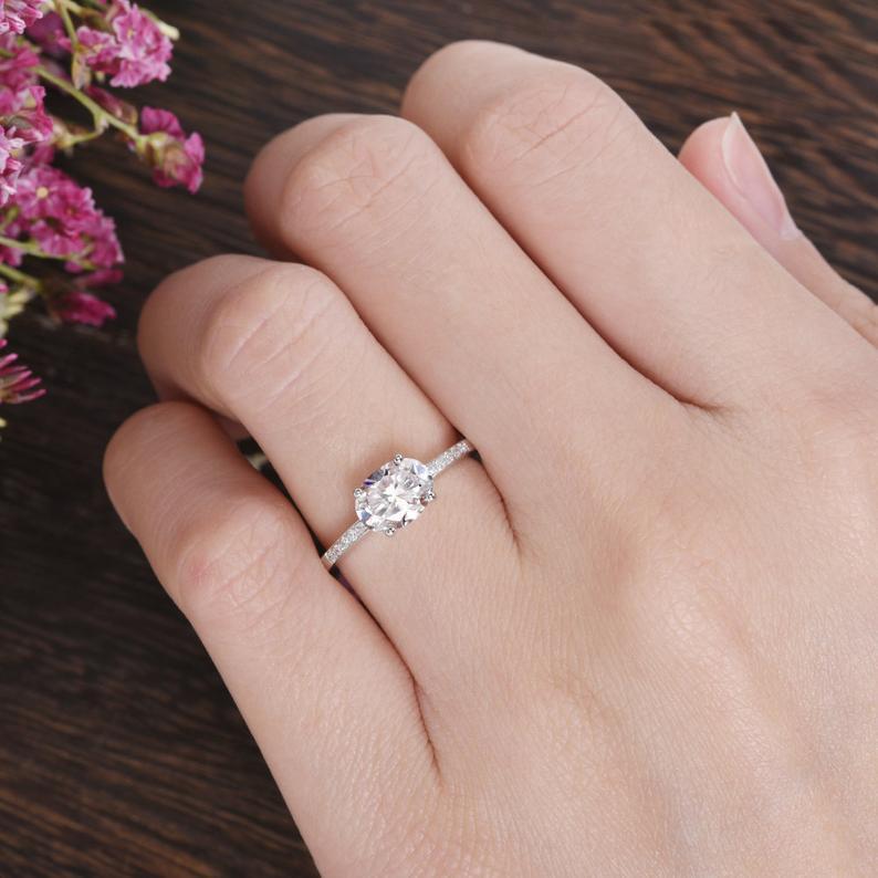 Oval Cut Lab Diamond Engagement Ring, Vintage Design