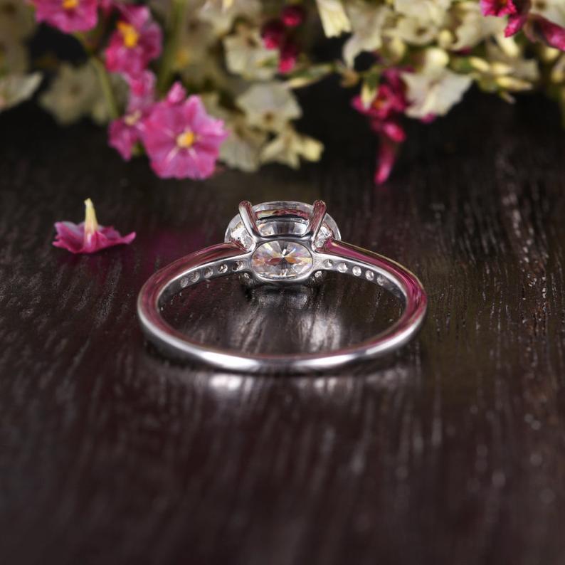 Oval Cut Lab Diamond Engagement Ring, Vintage Design